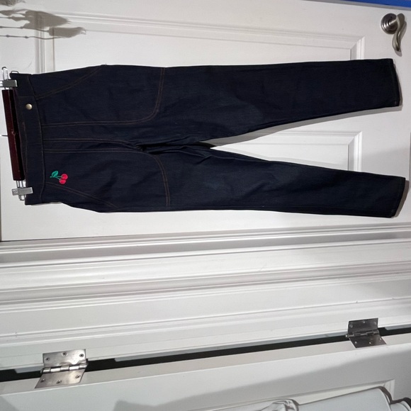 RARE Stop Staring! Famously vintage inspired high waisted Jeans cherry detail - Picture 1 of 6